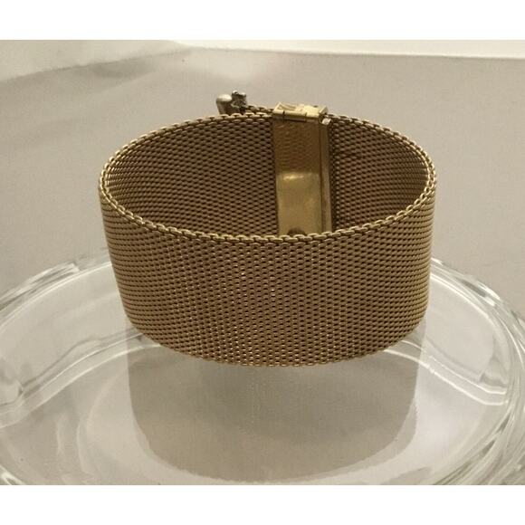 Vintage Christian Dior Gold Mesh Faux Turquoise Modernist Bracelet w/Fringe 60s - Picture 6 of 8